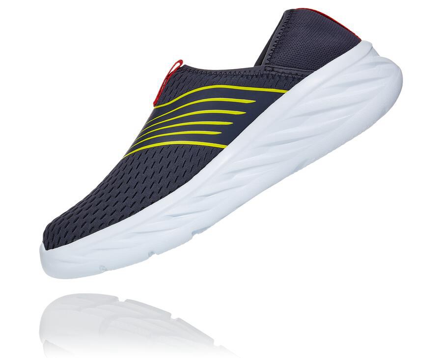 Sandalias Hoka One One Hombre - Ora Recovery - Azul Marino/Blancas - MYV769401